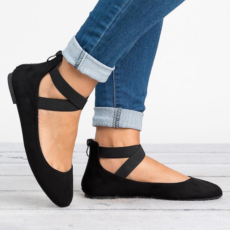 Hjemix | Kvinner Pu Nubuck Flate Casual Ballerina Sko