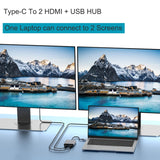 Hjemix | 4 i 1 Type-C til Dual HDMI + USB + Type-C HUB Adapter