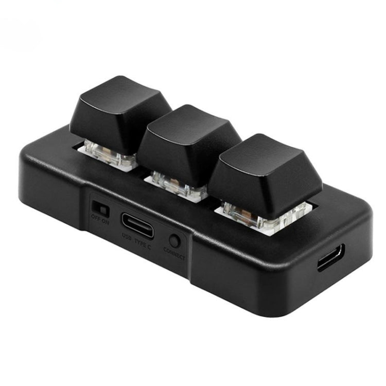 Hjemix | MK321BT Bluetooth 5.1 3 Taster Tilpassbare Taster Gaming Kontor PS Clip Makro Programmering Tastatur (Svart)