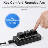 Hjemix | MK321BT Bluetooth 5.1 3 Taster Tilpassbare Taster Gaming Kontor PS Clip Makro Programmering Tastatur (Svart)