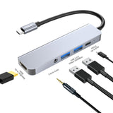 Hjemix | ENKAY Hatt-Prince 5 i 1 Type-C Hub 4K HDMI Konverter Dockingstasjon 3.5mm Lydjack Adapter