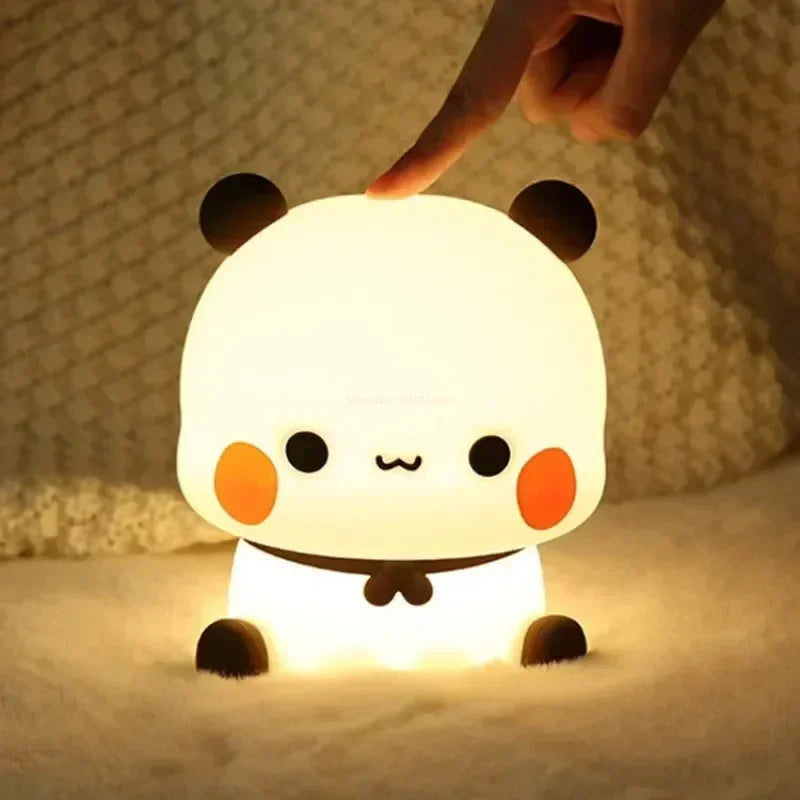 Hjemix | LED Nattlys Bjørn Panda Bubu og Dudu Lampe Søte Tegneserie Nattlys Leketøy Gaver Dyr Perifer Soverom Dekorativ Stue