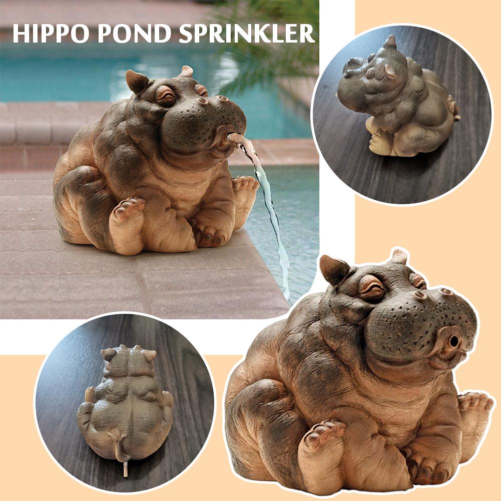 Hjemix | Lekfull Flodhest Hage Sprinkler Statue
