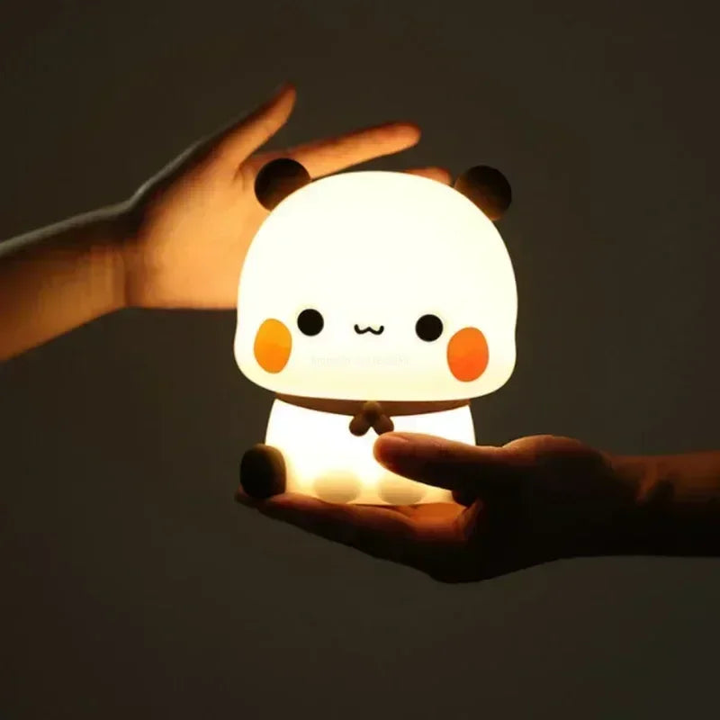 Hjemix | LED Nattlys Bjørn Panda Bubu og Dudu Lampe Søte Tegneserie Nattlys Leketøy Gaver Dyr Perifer Soverom Dekorativ Stue