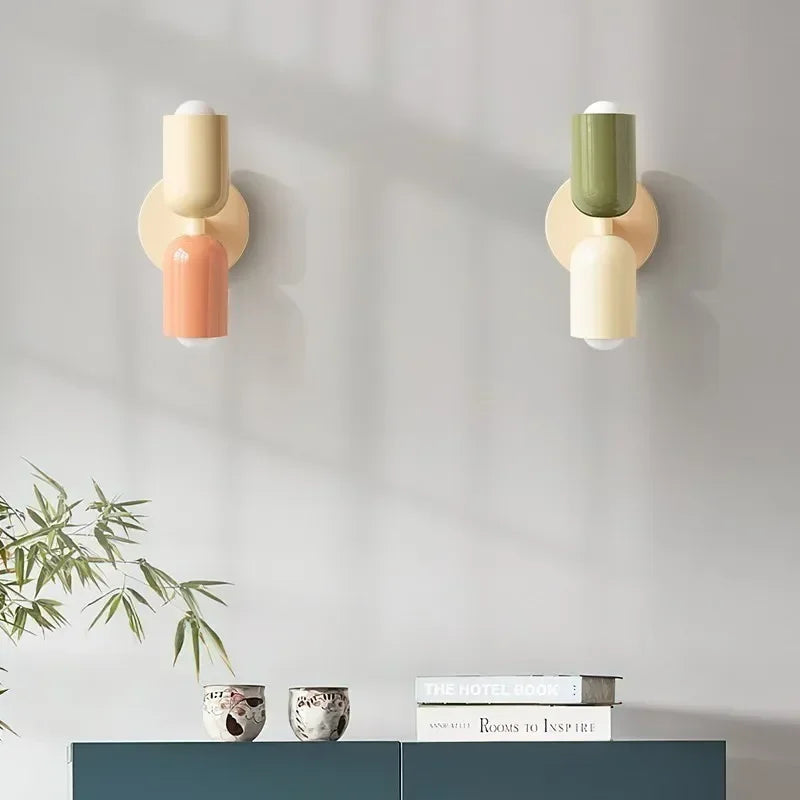 Hjemix | Nordisk LED Vegglampe Moderne Minimalistisk Krem Dobbel Hodelampe for Stue Soverom Ved Skrivestue Innendørs Dekorasjonsarmatur