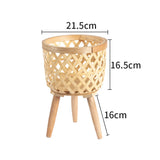 Hjemix | Håndlaget bambusvevd blomsterpotte med stativ plante blomsterdisplay lagringsstativ DIY lagring barneplantetoppe hjemmeinnredning