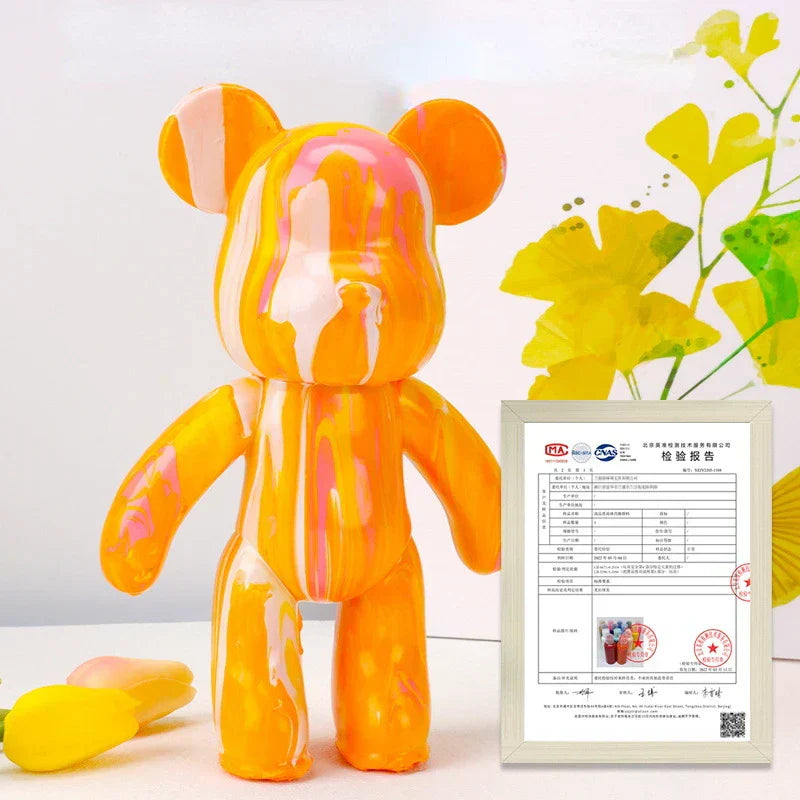 Hjemix | Graffiti Malt Fluide Voldsom Bamse Hvit Kropp Ornamenter DIY Håndlaget Personlig Modell Hjemme Skrivebordsdekorasjon Tilbehør Ny