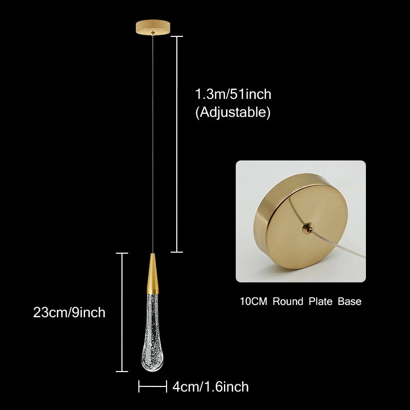 Hjemix | Krystall LED Pendellamper: Perfekt for soverom, spisestuer, bar - Vanndråpe Krone, trappen lampe for innredning