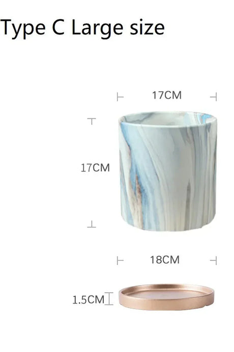 Hjemix | Marmor Gullblad Plantepotte Sett