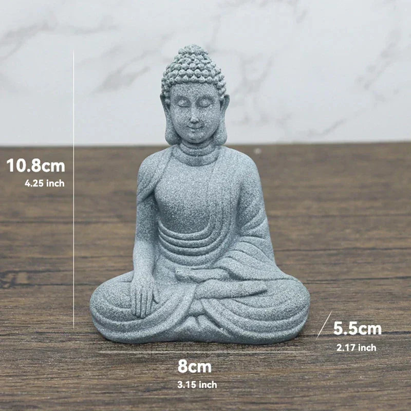 Hjemix | Buddha Stein Statue Liten Buddhiste Munker Tibetansk Buddhisme Figurer Zen Hage Ornament Meditasjon Hjem Akvarium Dekorasjon