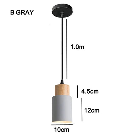 Hjemix | Nordisk LED Pendellamper Laget av Metall og Tre - Moderne Hengende Lamper for Spisestue og Kjøkken