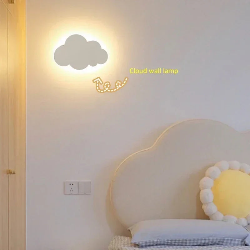 Hjemix | LED Cloud Vegglampe – 3-Farget Demping Moderne Veggbelysning for Soverom, Stue og Barnerom Innredning