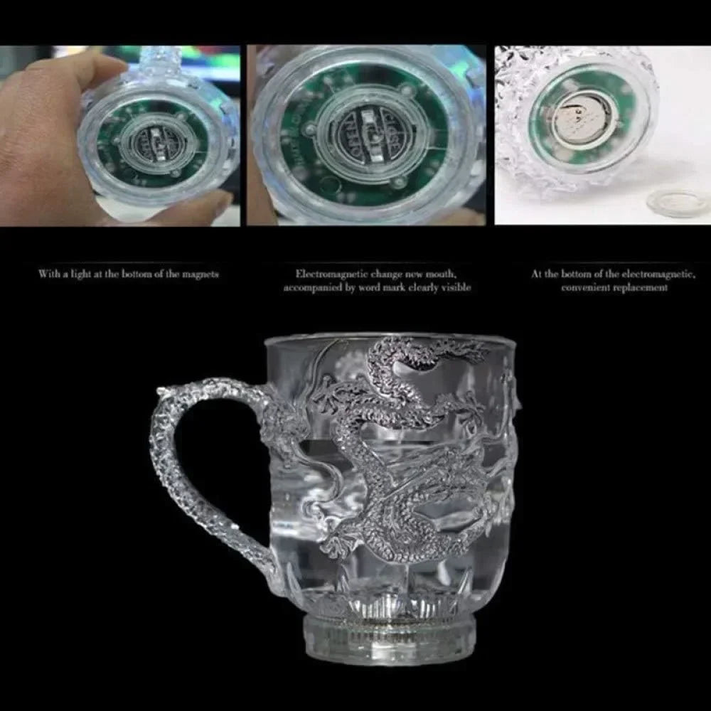 Hjemix | 1 stykke fargeforandrende luminescerende LED dragekrus vannaktiverte lys øl kaffe melk te vin whiskey bar kopp reise kreativ gave