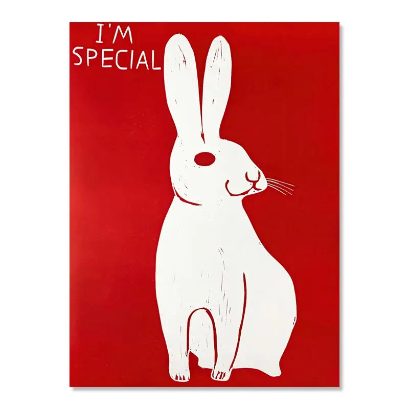 Hjemix | David Shrigley Kanin Katt Vin Kjekks Rask Veggkunst Abstrakte Trykk Lerret Maleri Nordisk Plakat Bilder Stue Dekor