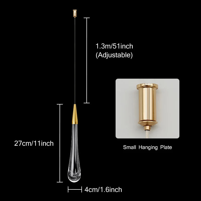 Hjemix | Krystall LED Pendellamper: Perfekt for soverom, spisestuer, bar - Vanndråpe Krone, trappen lampe for innredning