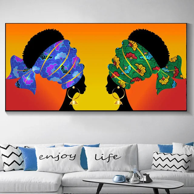 Hjemix | Pluss Størrelser Abstrakt Afrikansk Kvinne Lerret Maling