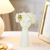 Hjemix | Nordic Girl Hode Blomst Harpiks Vase Statue Blomster Vaser for Kontor Skrivebord Tørkede Blomster Ornamenter Dekor Beholder
