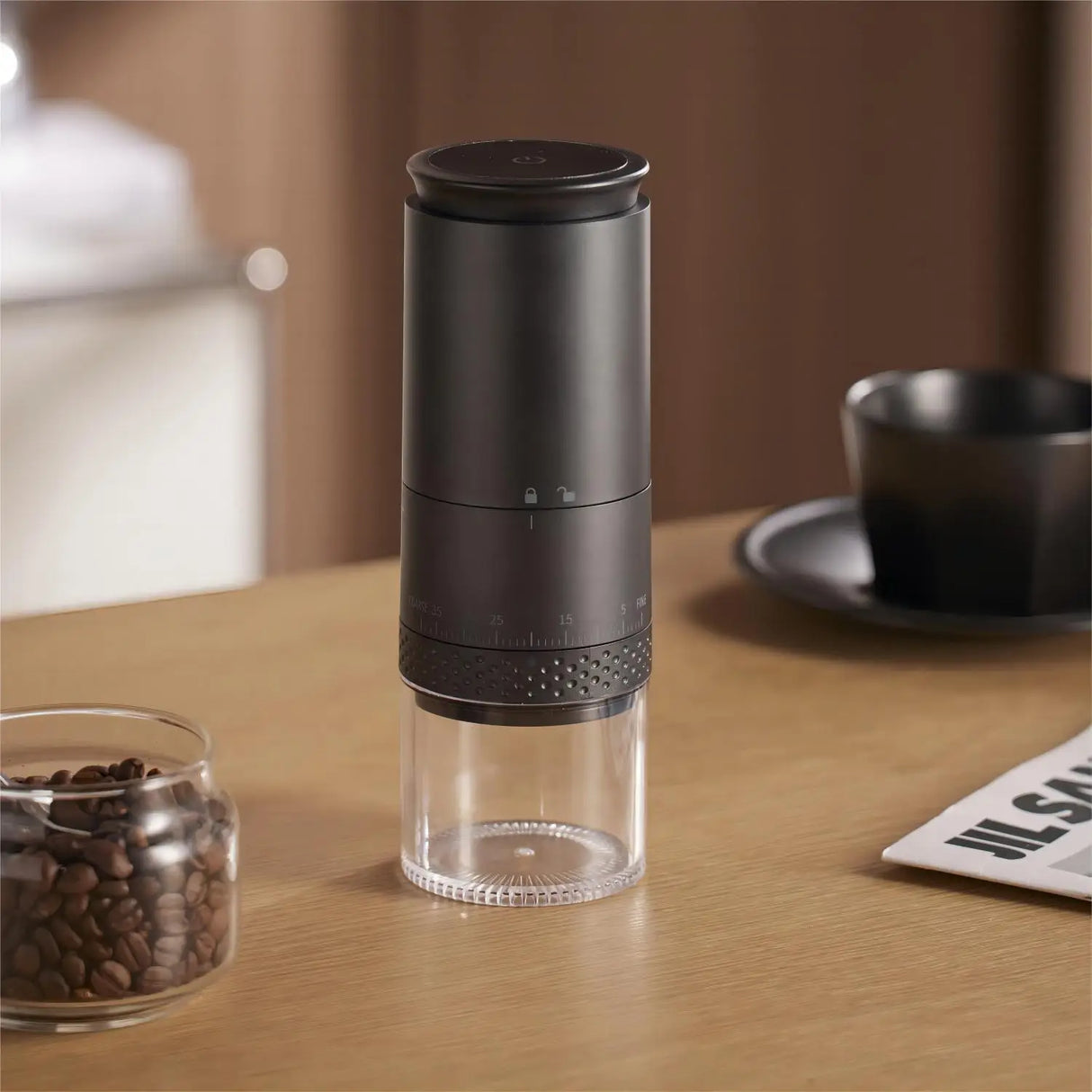 Hjemix | 1500mAh Elektrisk Kaffekvern Ekstern Justerbar Type-C Lading Kaffekvern Bønnekverningsmaskin Kaffemaskin