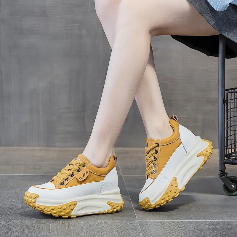 Hjemix | 7 cm Plattform Wedge Sneakers laget av Lær