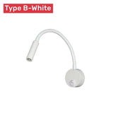 Hjemix | Moderne Fleksibel LED Leselampe med Bryter for Soverom og Studie - 1W/3W