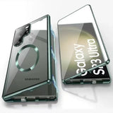 Hjemix | Metall Aluminiumlegering 360-deksel med sikkerhetslukking for Samsung Galaxy S24-S23 Serie
