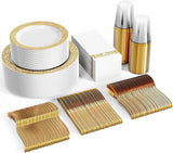 Hjemix | 350stk Engangs Gull Blonde Servise Sett for 50 Gjester