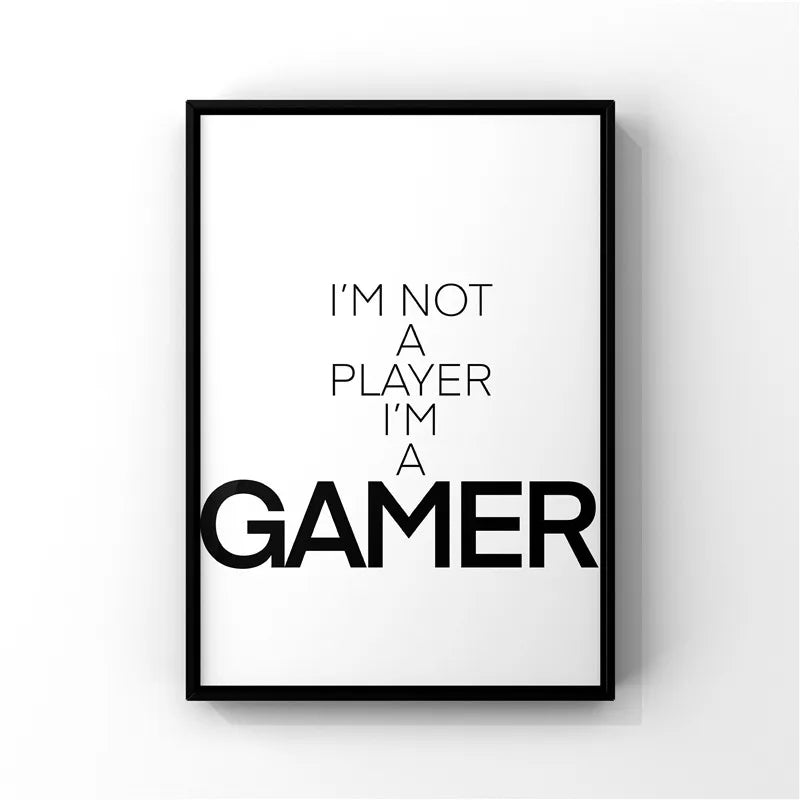 Hjemix | Svart-Hvitt Gamer-Plakat Minimalistisk Veggkunst Fine Kunstlerlerrettrykk Trendy Bilder For Barnerom Gamerom Veggkunst Dekor