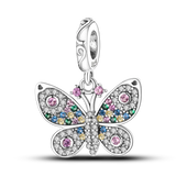 Hjemix | 925 Sølv Gylden Leopard Charms Perler Fargerik Kameleon Nesehorn Løve Skarabé Katt Anheng Kompatibel med Original Pandora Armbånd Smykker