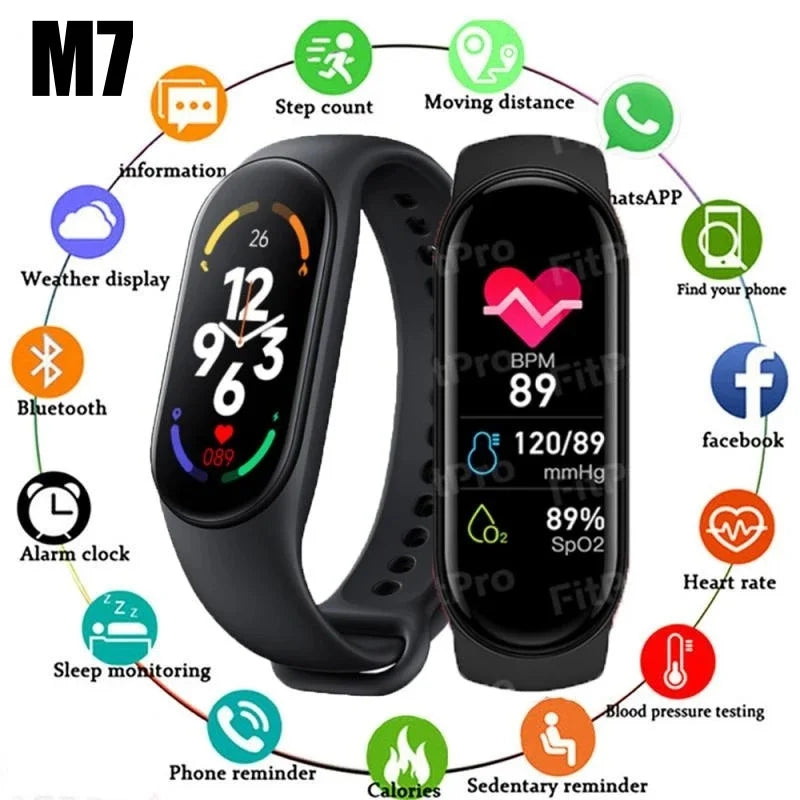 Hjemix | M7 Smartklokke Menn Kvinner Smartband Puls Smartklokke Fitness Tracker Blodtrykk Sport Smartarmbånd for xiaomi iPhone