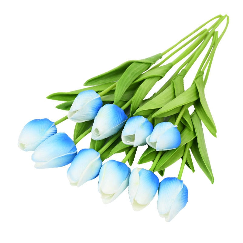 Hjemix | Kunstig Blomsterbukett med Tulipaner, Dekorasjon (10 Stykker)