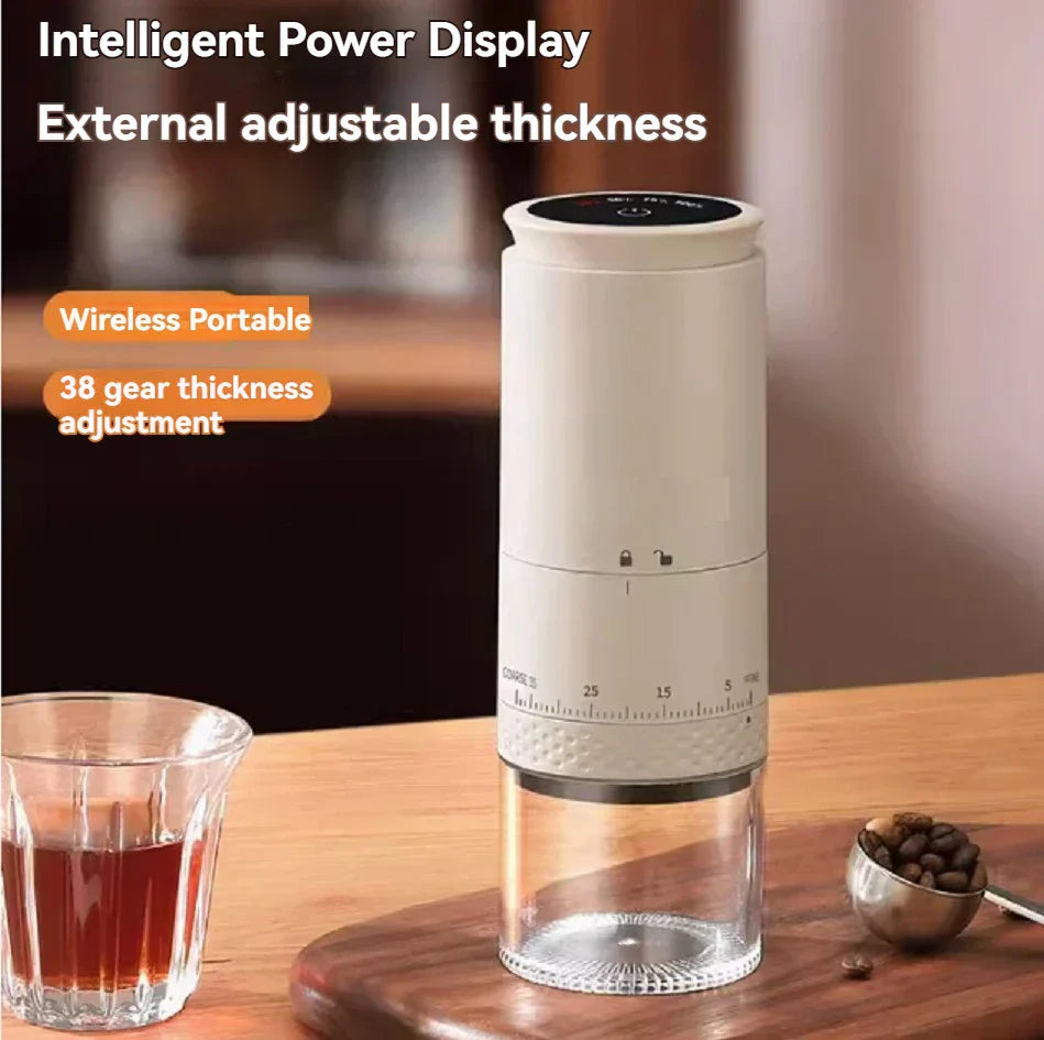 Hjemix | 1500mAh Elektrisk Kaffekvern Ekstern Justerbar Type-C Lading Kaffekvern Bønnekverningsmaskin Kaffemaskin
