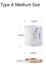 Hjemix | Marmor Gullblad Plantepotte Sett