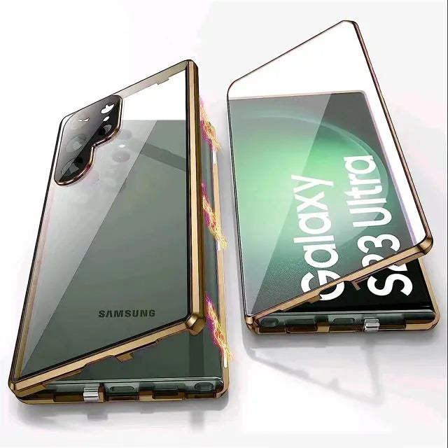 Hjemix | Metall Aluminiumlegering 360-deksel med sikkerhetslukking for Samsung Galaxy S24-S23 Serie