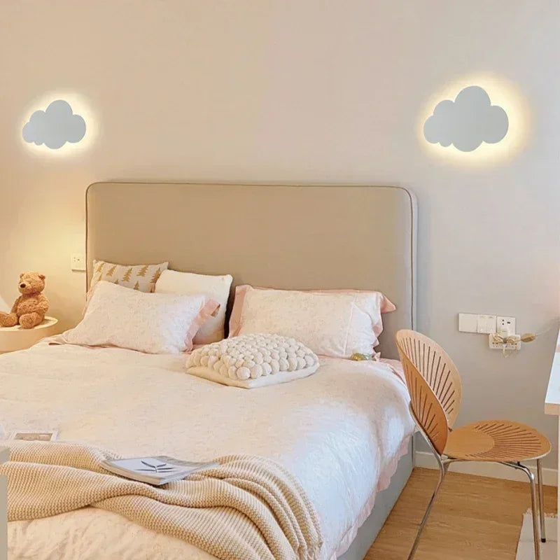 Hjemix | LED Cloud Vegglampe – 3-Farget Demping Moderne Veggbelysning for Soverom, Stue og Barnerom Innredning