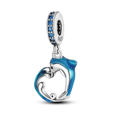 Hjemix | 925 Sølv Gylden Leopard Charms Perler Fargerik Kameleon Nesehorn Løve Skarabé Katt Anheng Kompatibel med Original Pandora Armbånd Smykker