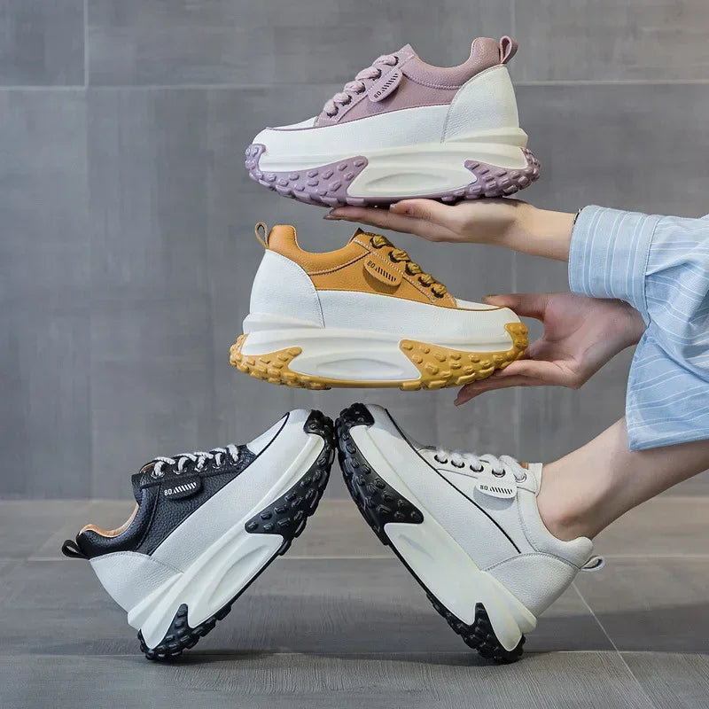 Hjemix | 7 cm Plattform Wedge Sneakers laget av Lær