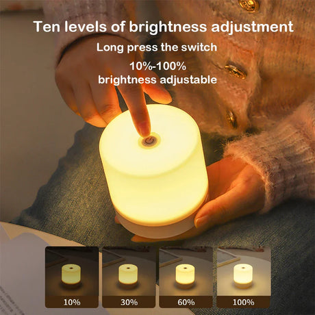 Hjemix | Kreativ USB Nattbordlampe - Touch-Dimming LED Nattlys for Soverom & Studenthybel