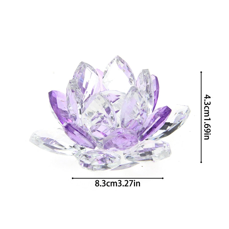 Hjemix | Crystal Lotus Flower Craft Glass Paperweight Home Decoration Ornaments Figures Home Wedding Party Decor Gifts Souvenir