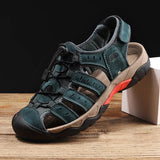 Hjemix | Sommer Herre Utendørs Sandaler Strand Sko Ekte Lær Turer Fotturer