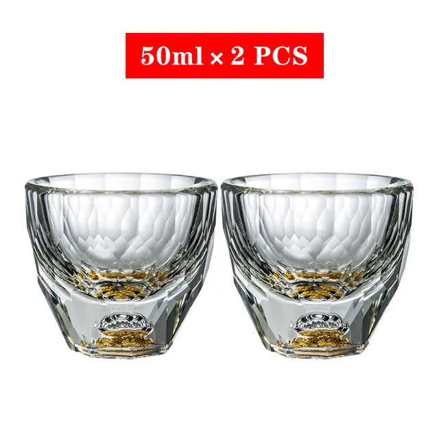 Hjemix | Krystallglass Whiskey Glasser Bar Likør Sphere Kopper Sake og Shochu Double-Walled Tykk Bunner Liten Kapasitet Te Kopper