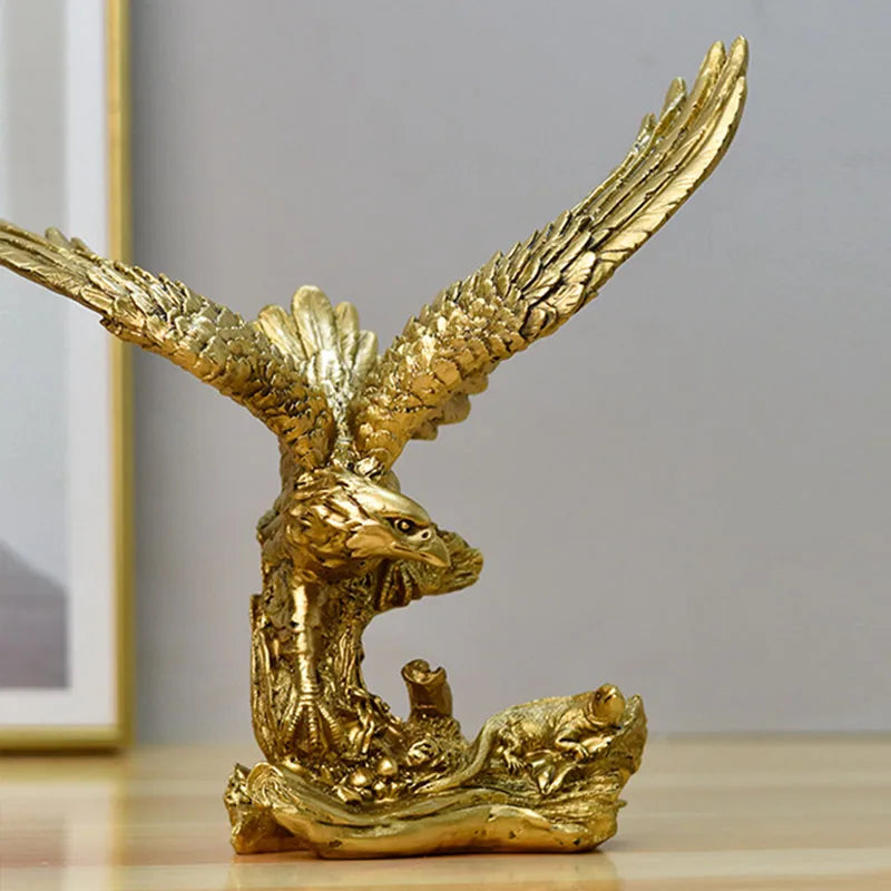 Hjemix | Harpiks Gullørn Statue Kunst Dyremodell Samling Ornament Hjem Kontor Skrivebord Feng Shui Dekor Figurer enkel