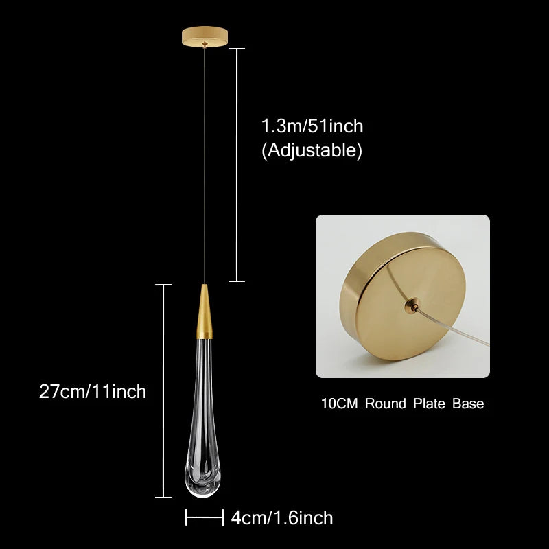Hjemix | Krystall LED Pendellamper: Perfekt for soverom, spisestuer, bar - Vanndråpe Krone, trappen lampe for innredning