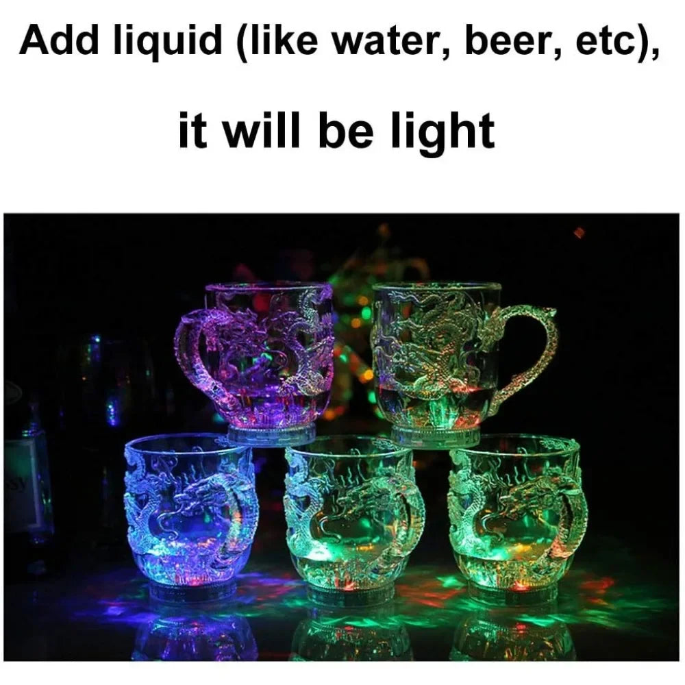 Hjemix | 1 stykke fargeforandrende luminescerende LED dragekrus vannaktiverte lys øl kaffe melk te vin whiskey bar kopp reise kreativ gave