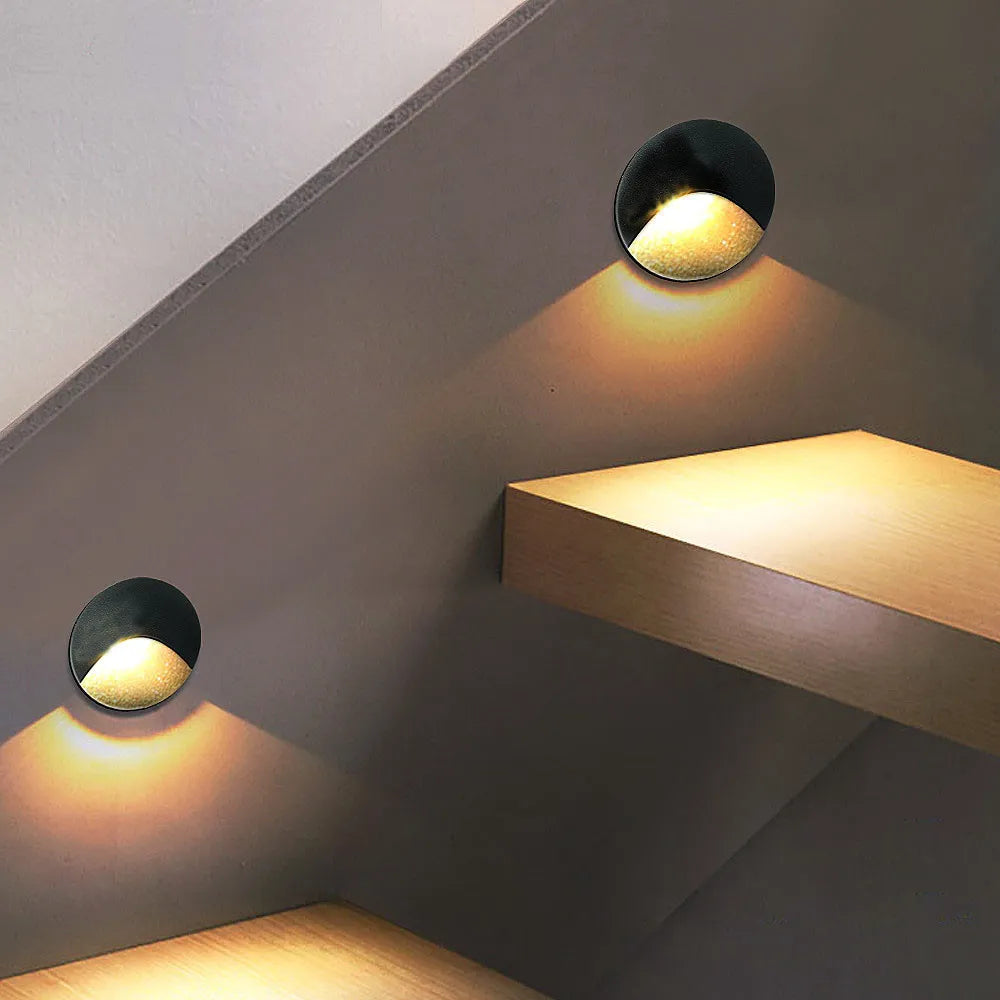 Hjemix | Moderne vanntett IP65 LED innfelt vegglampe for utendørs belysning - 3W innebygd trinn- og trapp-balkongportal lys