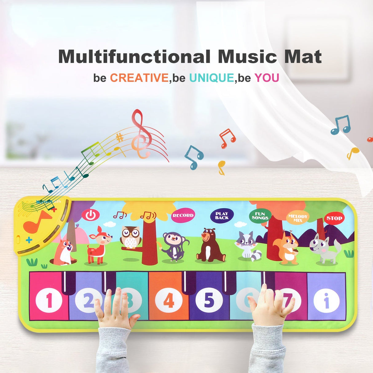 Multifunksjonell Musikalsk Dansematte for Småbarn - Interaktivt Piano Tastatur med Dyrelaterte Lyder, Pedagogisk Gave til Barn, Bærbar Moro!