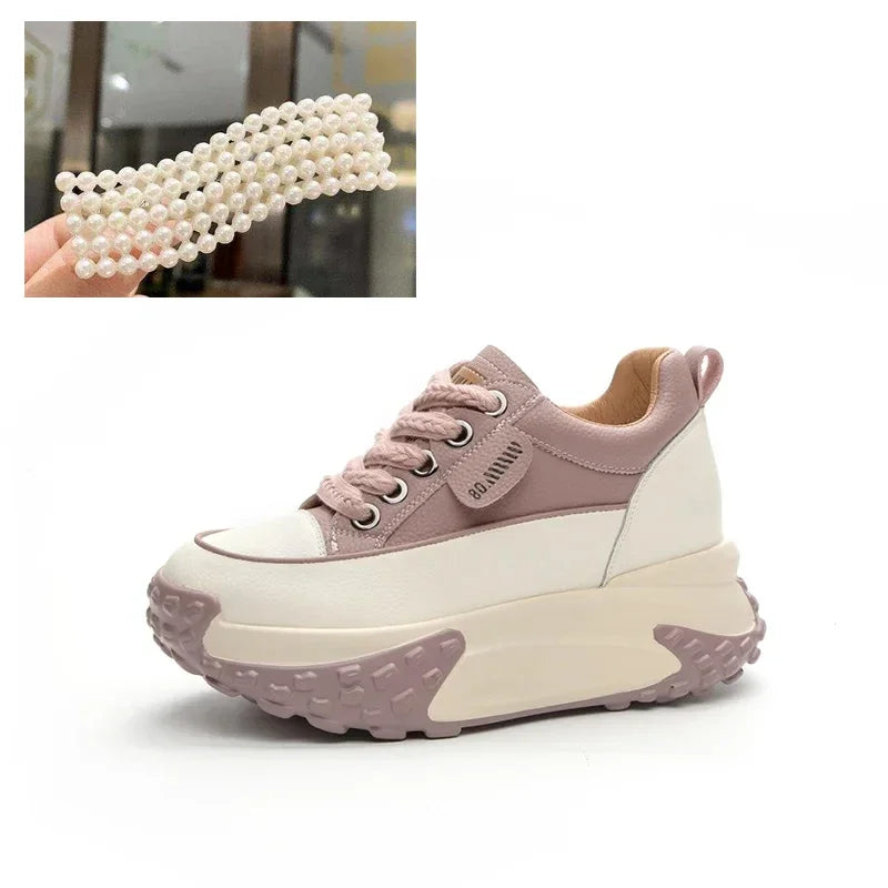 Hjemix | 7 cm Plattform Wedge Sneakers laget av Lær