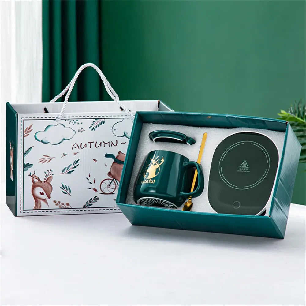 Hjemix | Smart keramisk krusvarmer koppunderlag varmepanel kaffioppvarming elektrisk krussett melk te oppvarming vann hjem kontor gave