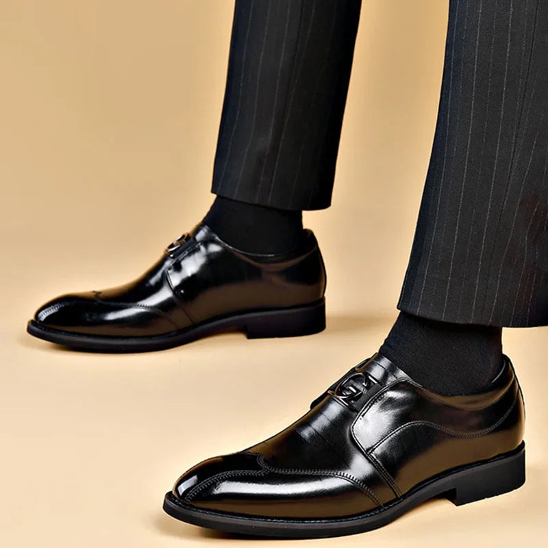 Hjemix | Herresko i lær Stilige herresko Spisse Oxford bryllups lær herresko Gentlemans kontorsko