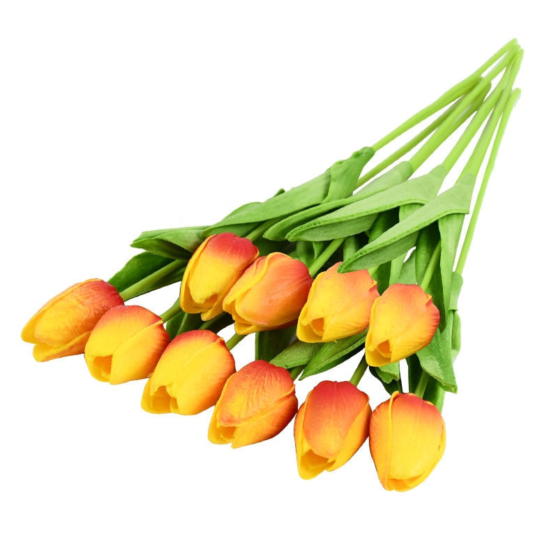Hjemix | Kunstig Blomsterbukett med Tulipaner, Dekorasjon (10 Stykker)