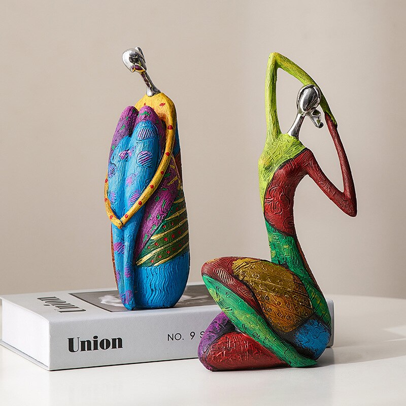 Hjemix | Ins Abstrakt Kunst Kvinne Skulptur Figurer For Interiør Harpiks Statuett Farge Moderne Hjem Decor Dekorative Figurer Gaver